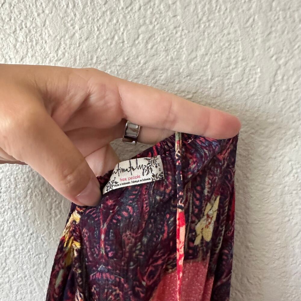 Free People Give A Little Boho Maxi Dress Floral in Pink Multi Size Medium - Picture 9 of 9